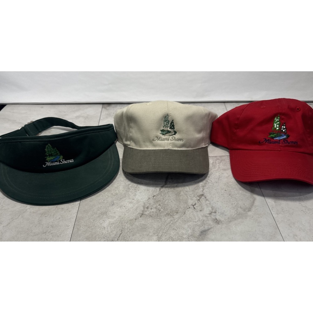 Vintage Miami Shores C.C. Country Club Golf Hats Caps & Visor Adjustable Florida